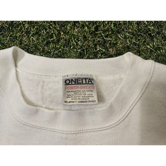 Vtg Oneita Power-Sweats Mens Pullover Sweatshirt White XXL SEAGATE 1989-1994 USA - Picture 4 of 6